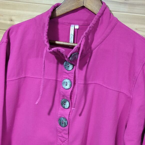 Lulu-B Top Womens Large Pink Button Detail Long Sleeve Art Colorful - Picture 2 of 7